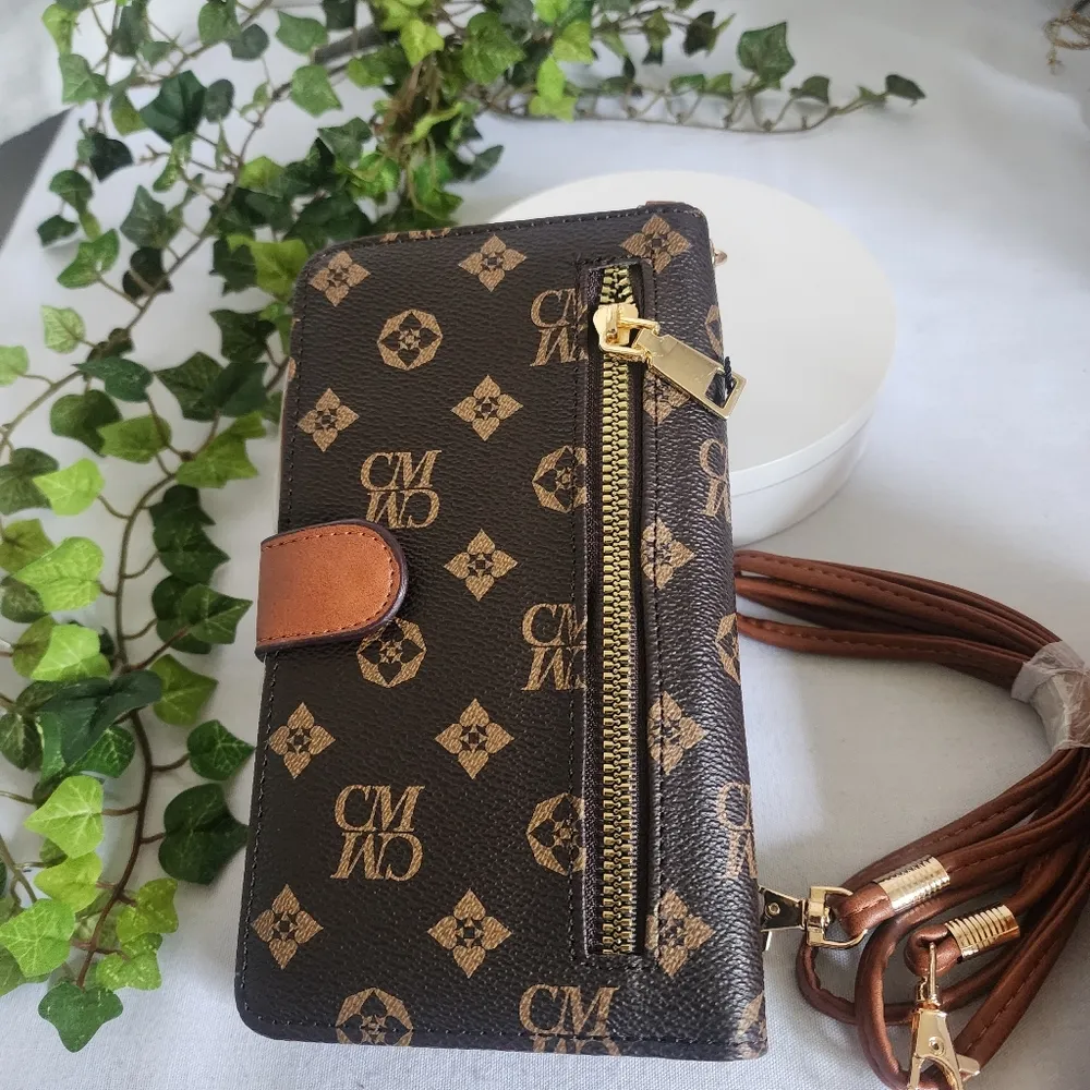 CM Monogram Brown and Tan Wallet Crossbody Cell Phone Case MWT - Image 2