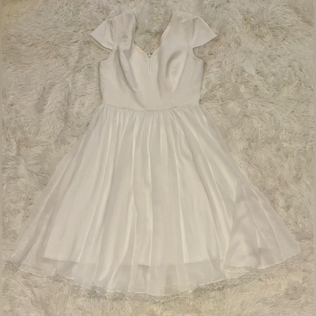 NWOT Dress the Population Dress Fit & Flare Corey white Chiffon Cocktail Sz M - Image 6