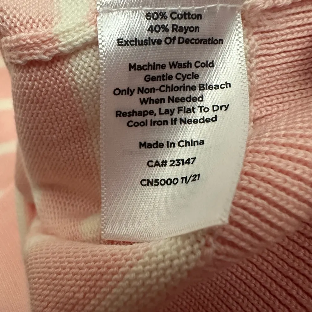 Talbots Crewneck Sweater Embroidered Butterfly Stripe Size 1X Long Sleeve Pink - Image 7