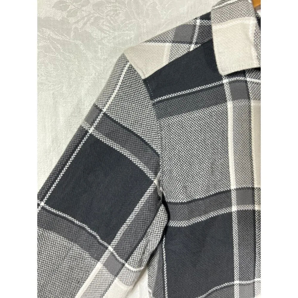 Columbia Button Up Medium Gray Plaid Flannel Cotton Gorpcore - Image 4