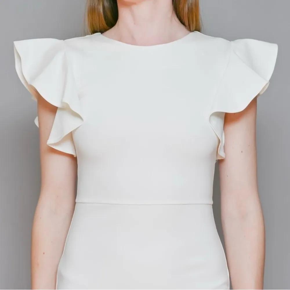 Amanda Uprichard Eclipse White Ruffle Dress Size Large - Image 4