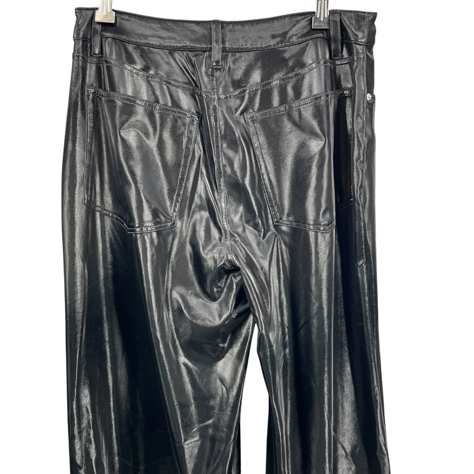 WeWoreWhat Black Faux Leather Pants Size 29 High Rise Wide Leg Shiny - Image 4