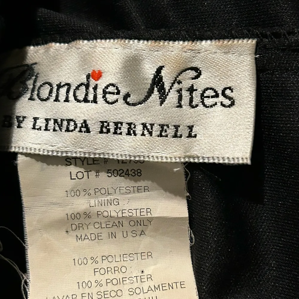 Blondie‎ Nites Linda Bernell Dress Cocktail Halter Black Chiffon Rhinestone SZ 3 - Image 6