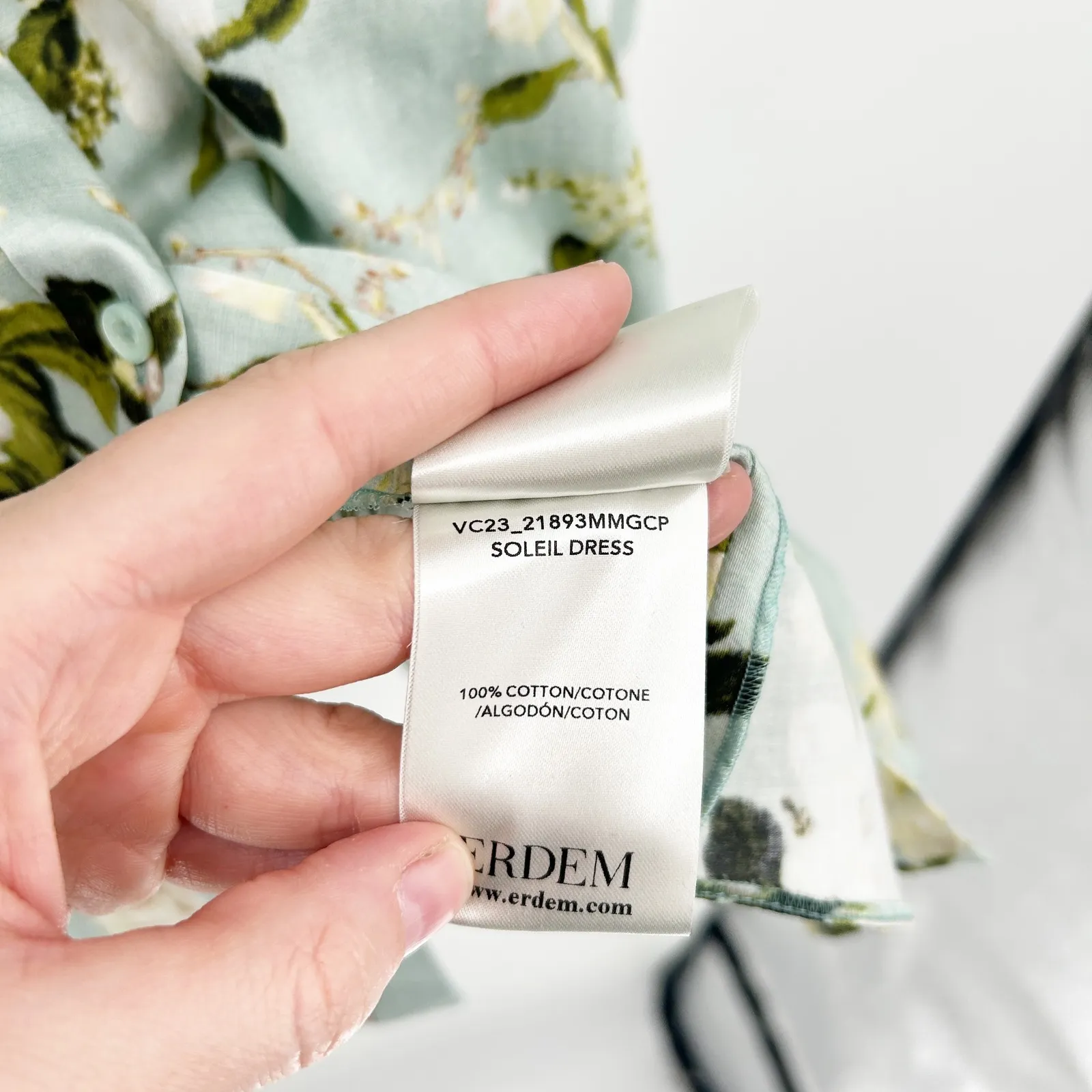 Erdem Womens Soleil Floral Print Cotton Poplin Sleeveless Mini Dress Size 8 Mint Green - Image 10