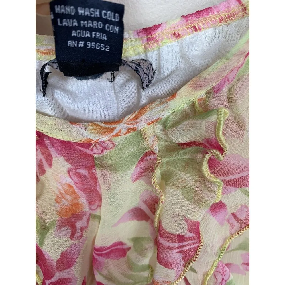 Sans Souci  Womens Cami Camisole Medium Floral Ruffle Fairy Indie Coquette Grunge - Image 6