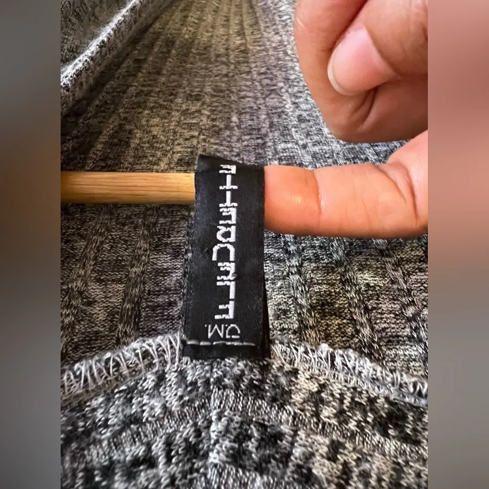 Fleurette Gray Fleurette Black White Long Open Cardigan Sweater Pockets Gray - Image 15