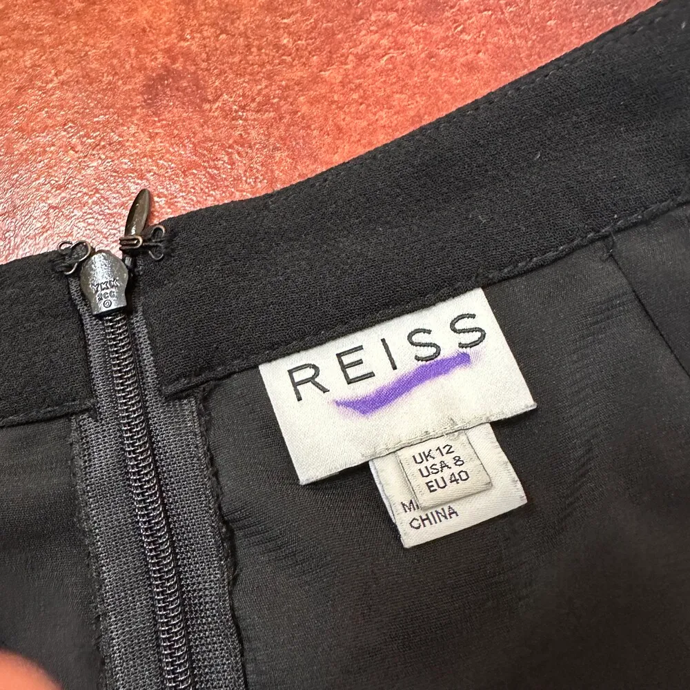 Reiss Black Laser Cut Skirt Size 8 - Image 3