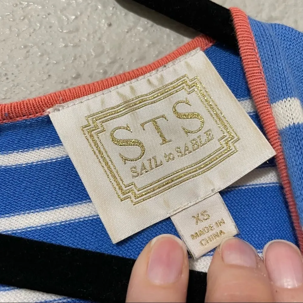 Sail To Sable Blue Striped Sleeveless Fit Flare Dress Womens Xs Nautical Coastal - Image 2