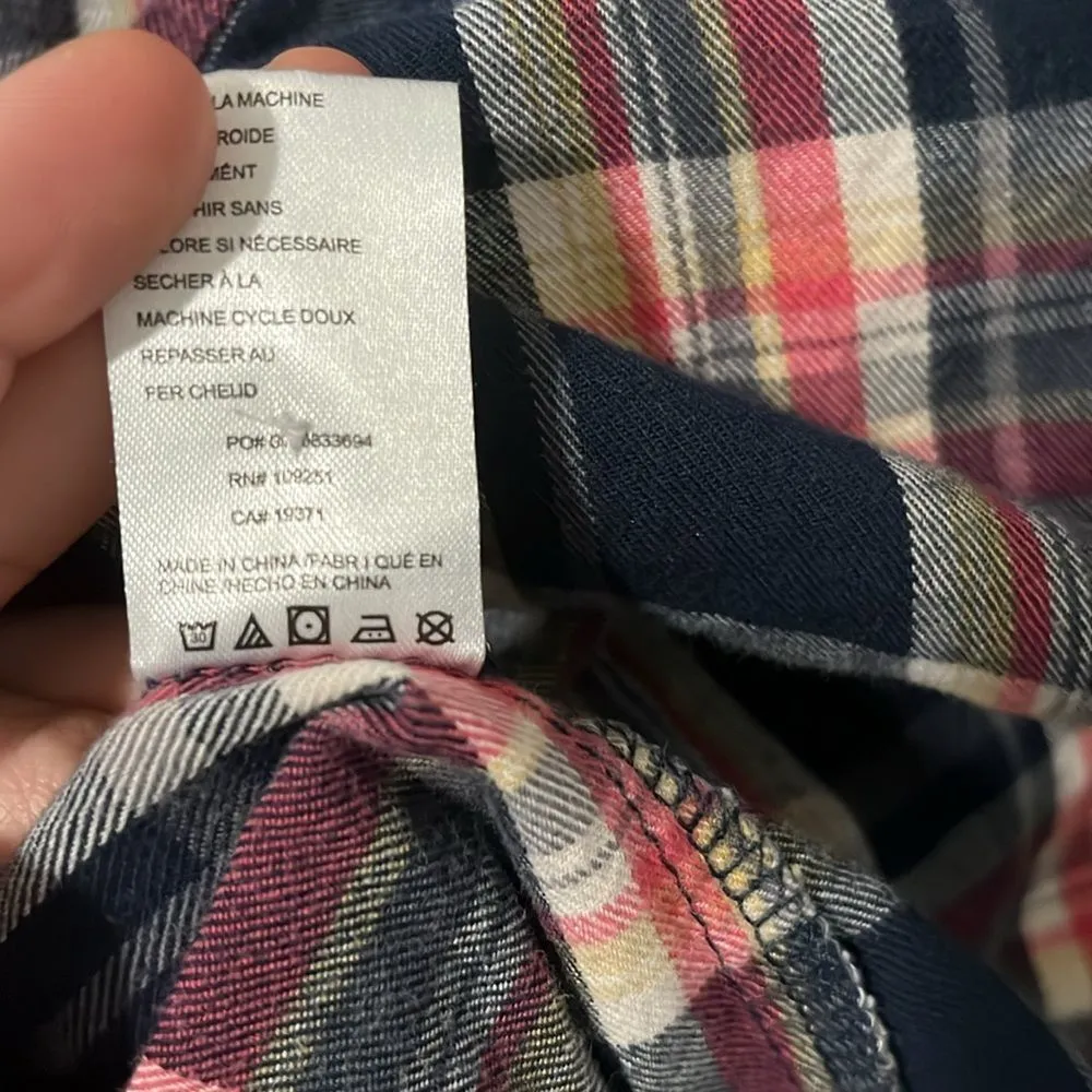 ANTHROPOLOGIE Isabella Sinclair Abilene Plaid Flannel Half Button Up, Size M - Image 9