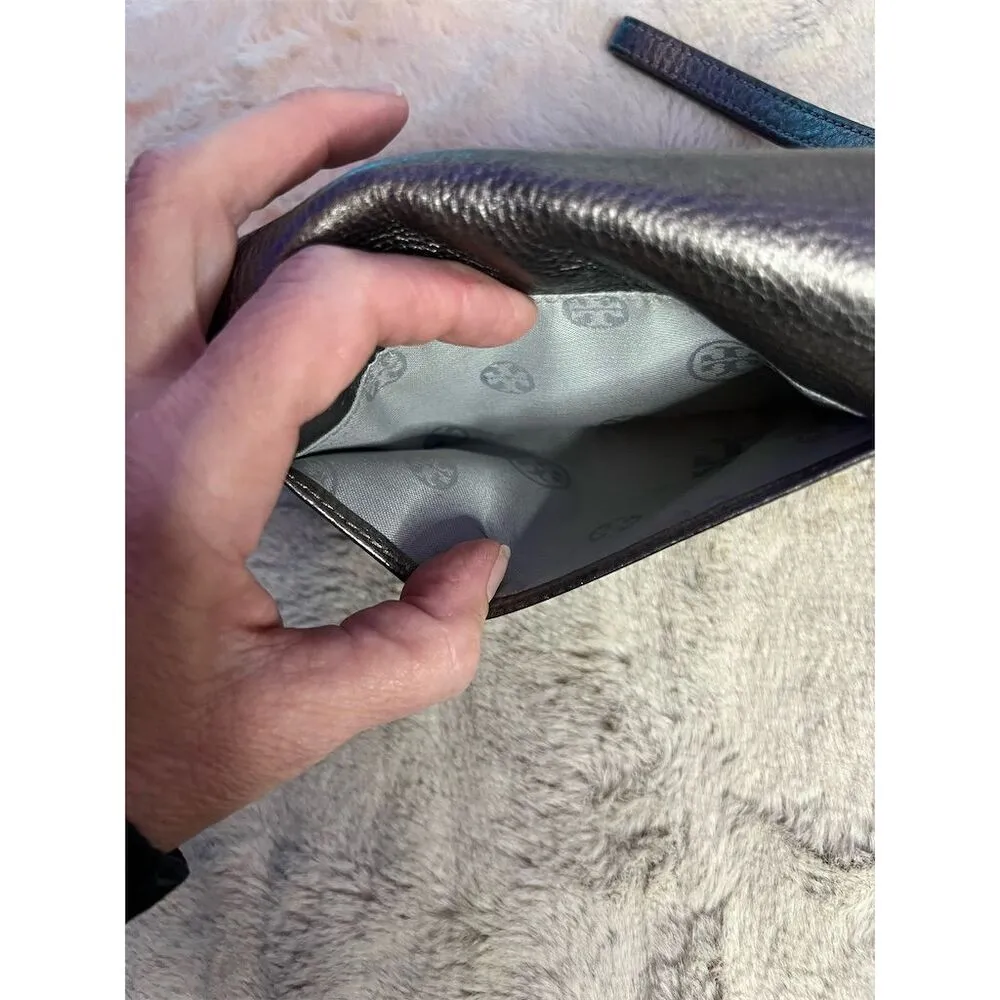 Tory Burch Women's Silver Braided Leather Wristlet Wallet - Image 10