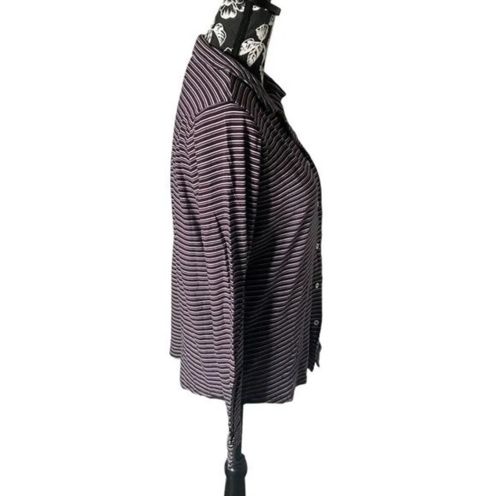 Marine Layer Long Sleeve Striped Top soft medium collared polo - Image 2