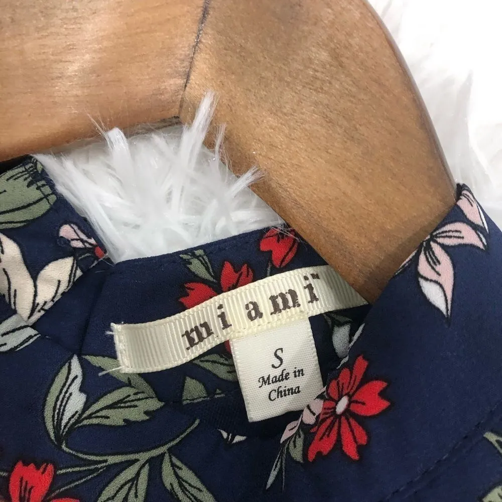 Miami Floral Print Cutout Collared Choker Sleeveless Mini Flowy Dress - Image 8