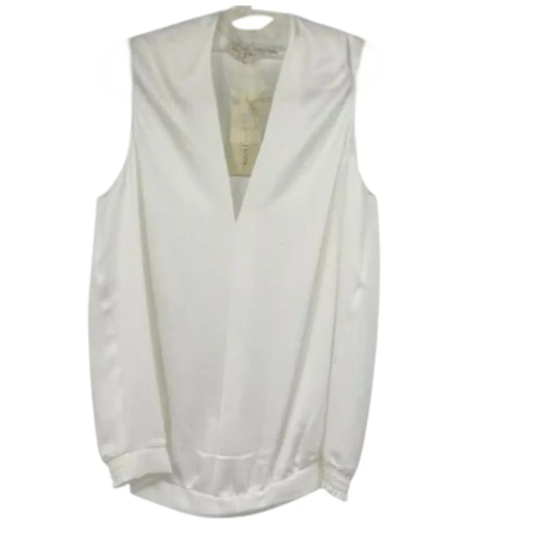 Ramy Brook Blouse Size L  ivory  Jilly Tank Top  Silky Old Money $275 NWT - Image 4