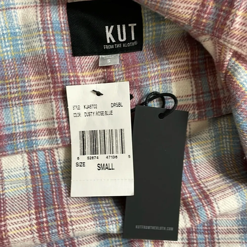 NWT KUT Shaket  Button Down Dusty Rose Blue Colors Size S Pockets - Image 7