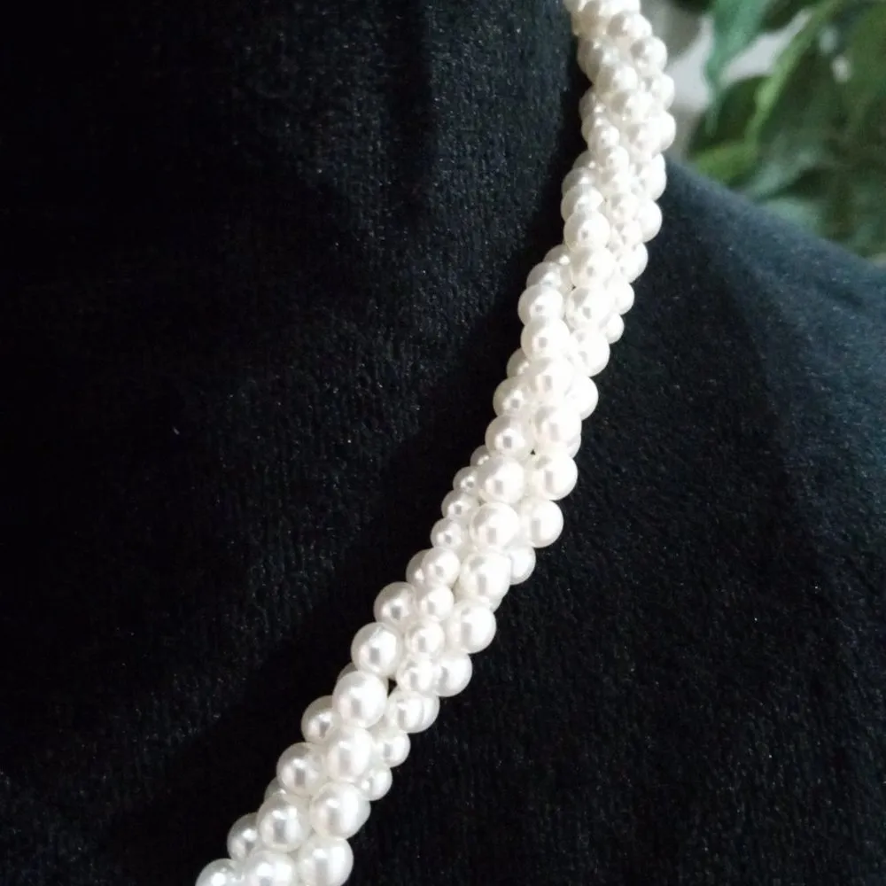 Womens Fashion Chunky Freshwater Pearl Beaded Big Pendant Collar Necklace White - Image 2