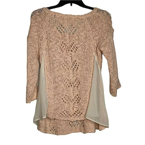 Knitted & Knotted‎ Anthropologie Blouse Top Size Small Light Pink Womens - Image 5