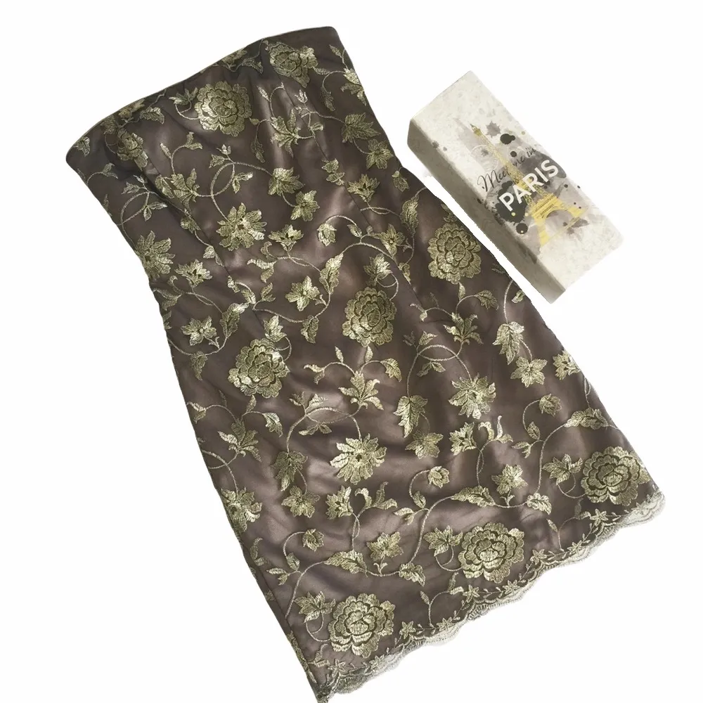 Adrianna Papell ✶ Strapless Lace Sheath Dress ✶ Floral Embroidery ☀︎︎ Metallic 2 - Image 2