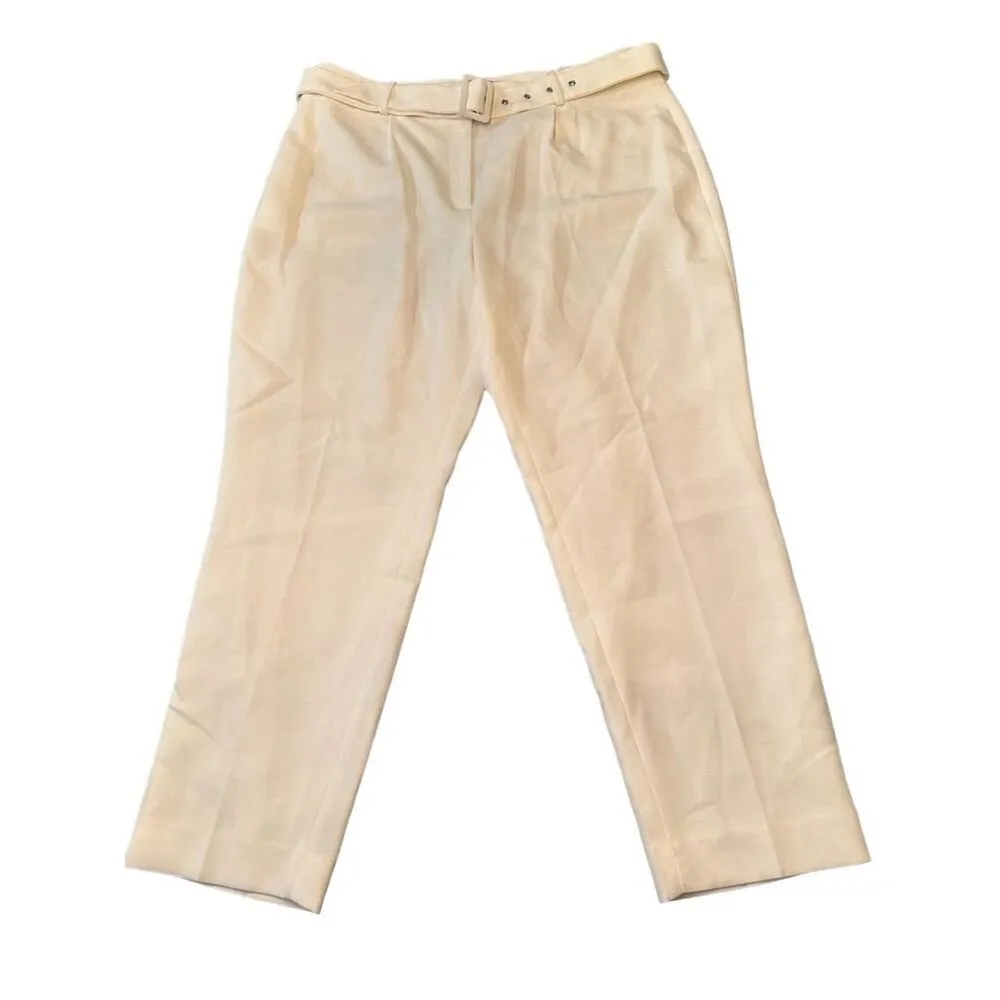 White House Black Market Women's Ivory Tapered Ankle Pants Size 16 - Image 3