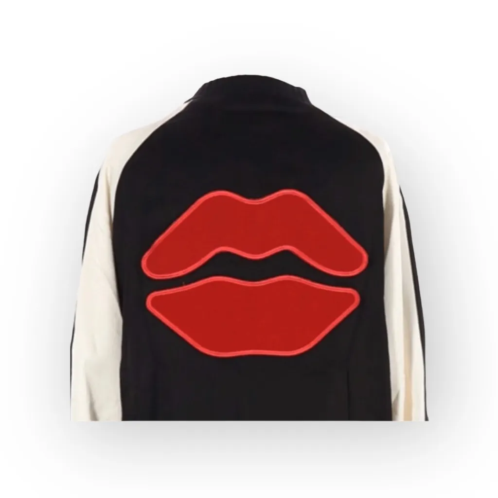VHTF: Lauren Moshi ᨎ Haven Red Mouth Patch Silk Zip Bomber Jacket ᨎ B+W ᨎ Medium - Image 12