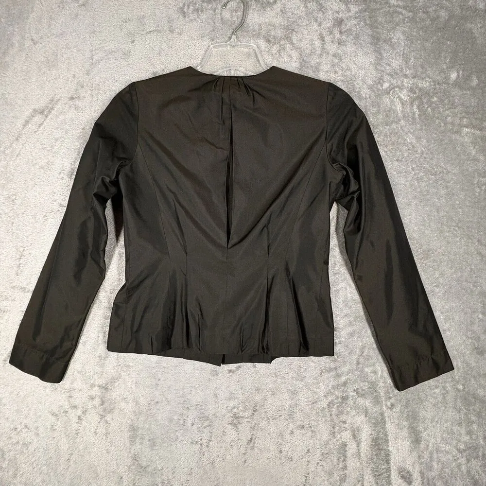 Lida Baday Blazer Women 4 Iridescent Green Satin Office Polished Business Preppy - Image 3