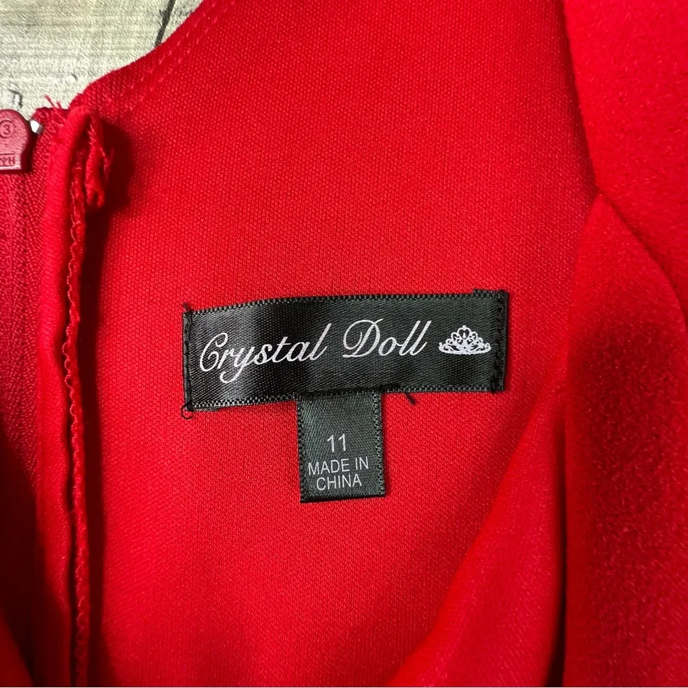 Crystal Dolls Size 11 Red Long Sleeve Sweetheart Neckline BodyCon Party Dress - Image 10