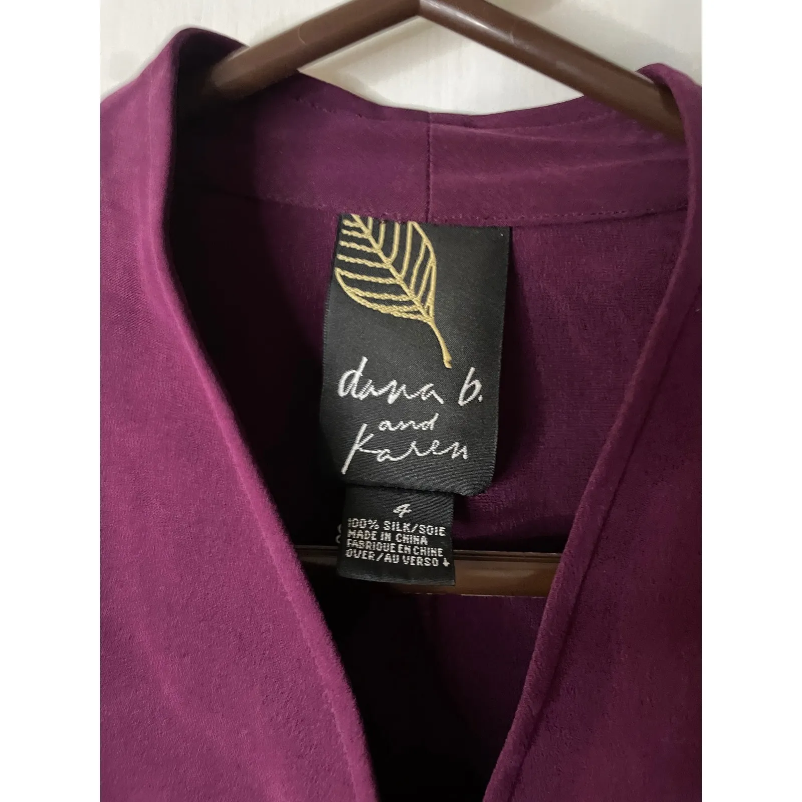 Dana b. and Karen Silk Button Down Blazer Jacket dark purple size 4 - Image 2