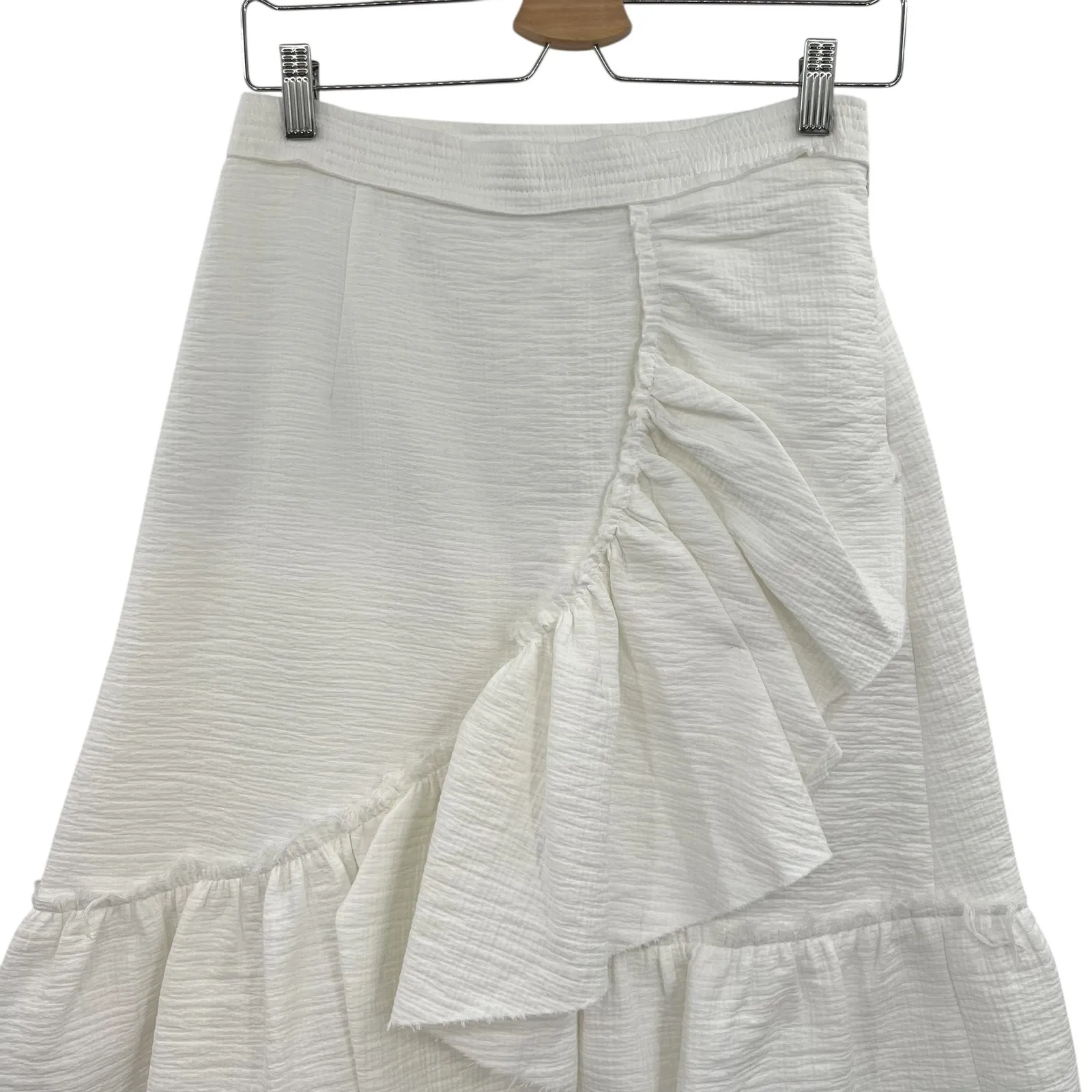 Rachel Comey Bonnie Skirt Ruffle Raw Hem Cotton White Size 6 *Altered‎ - Image 3