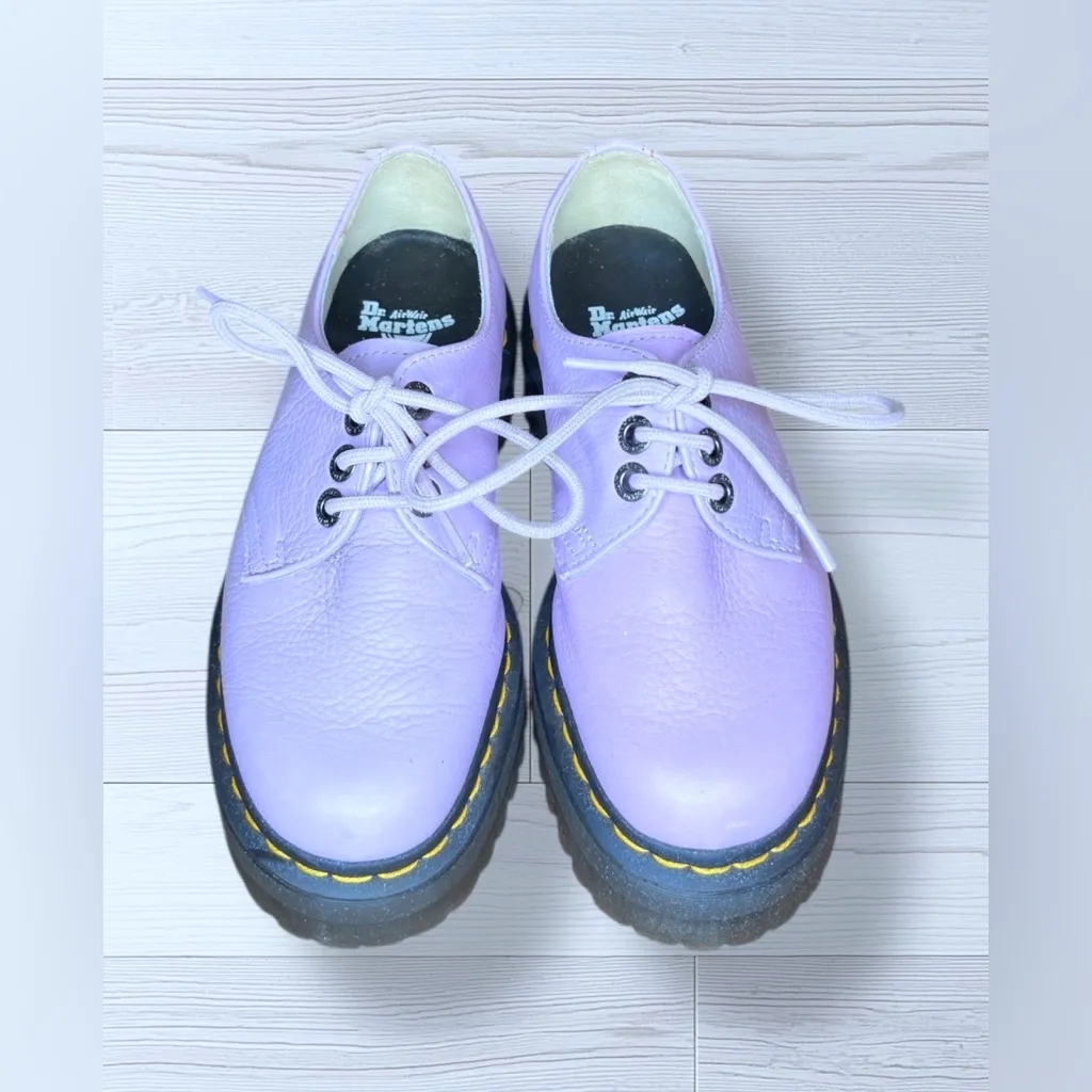 DR. MARTENS Women’s Airwair 1461 Quad II Lilac Pisa Leather Platform Shoes - Image 3