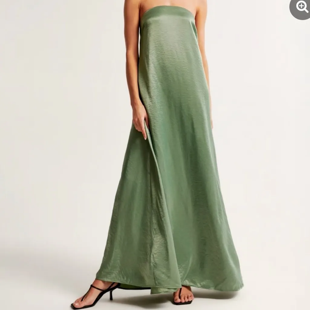 Abercrombie & Fitch Trapeze Satin Maxi Dress Purple Strapless XL Extra Large - Image 6