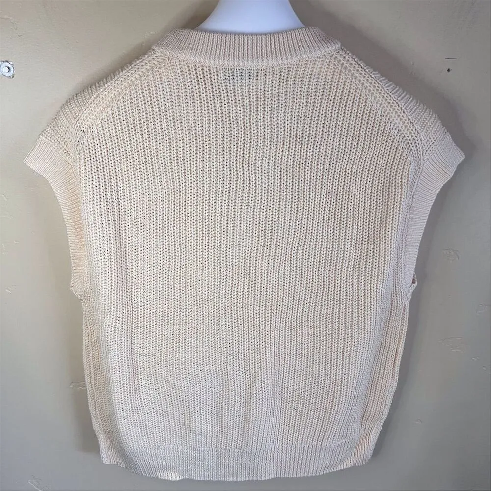 Nordstrom Women's XS Relaxed Fit Yellow Knitted Sweater‎ Vest Casual Fall Wear - Image 5