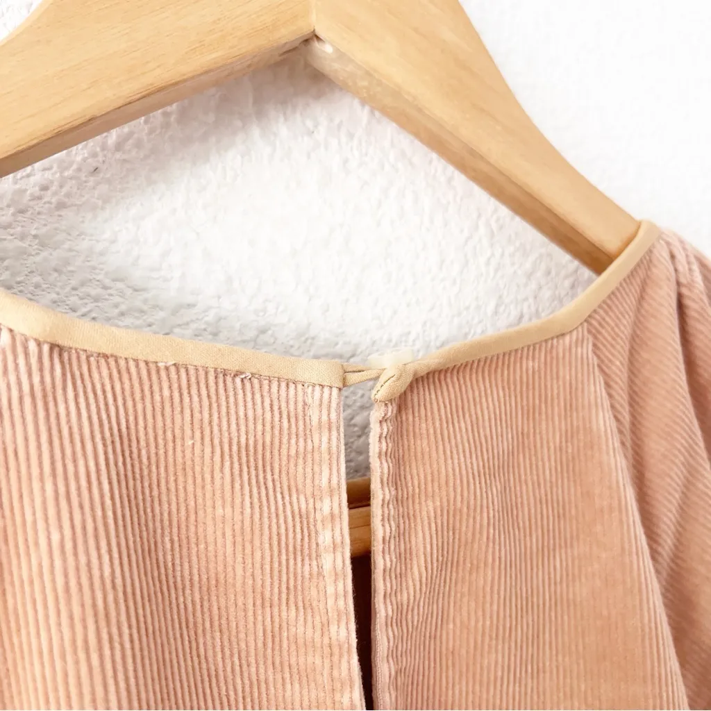 Everlane Tiered Corduroy Puff Sleeve Dress in Petal Pink - Image 9