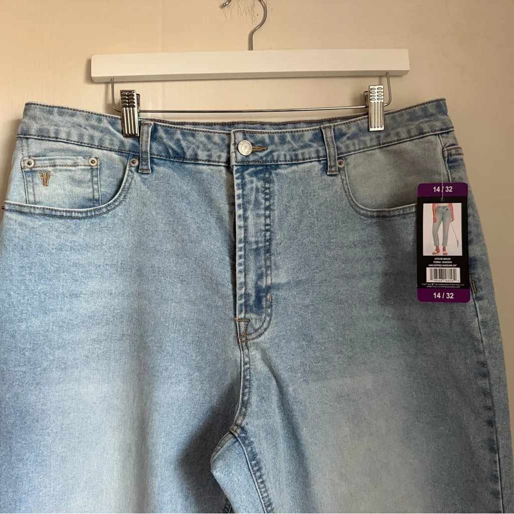 Frye Womens Cuffed Crop Jean 14/32 NWT Stevie Wash Lt Denim Coastal Normcore - Image 5