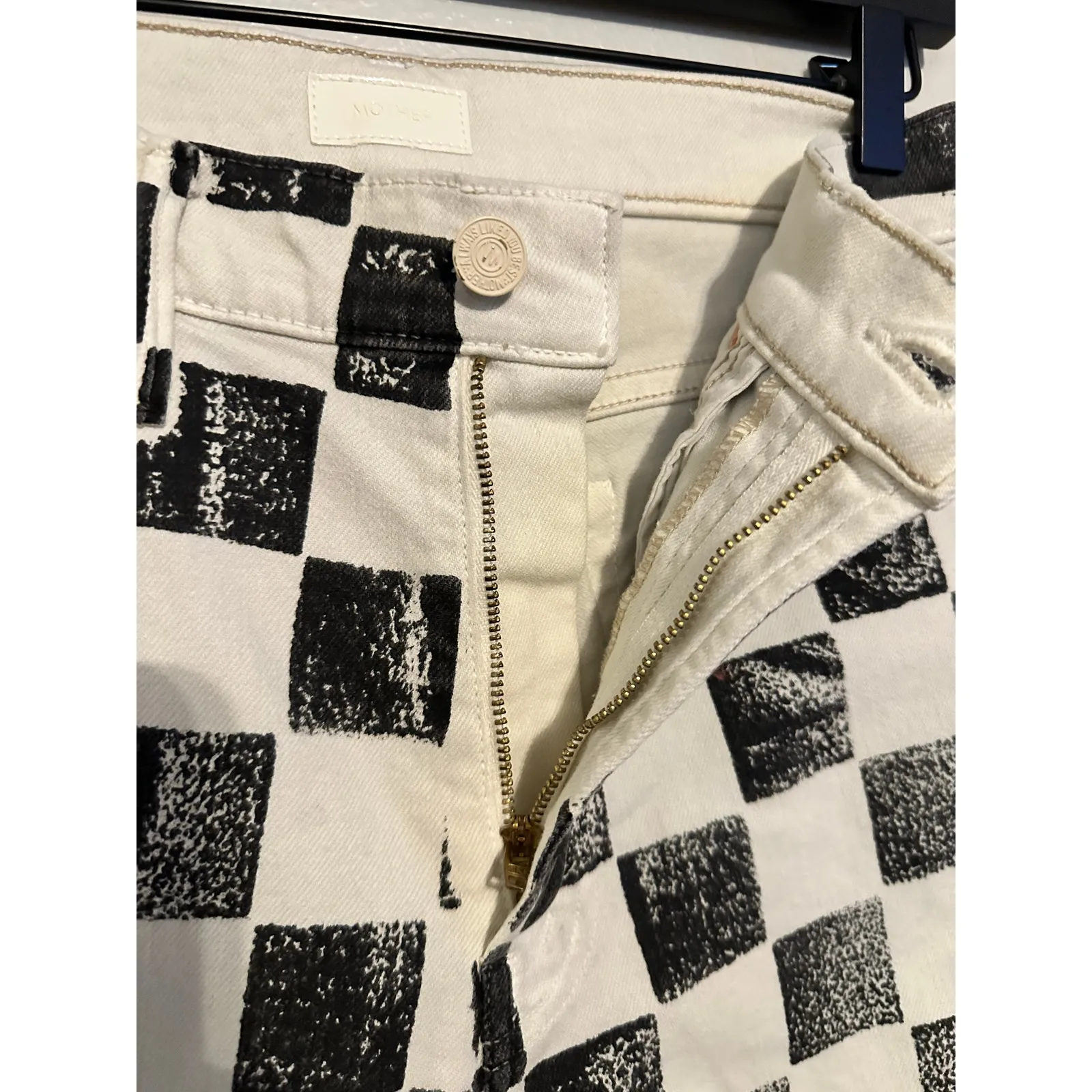 Mother 27 The Insider Crop Step Fray Jeans Check Harlequin 150th anniversary Black - Image 9