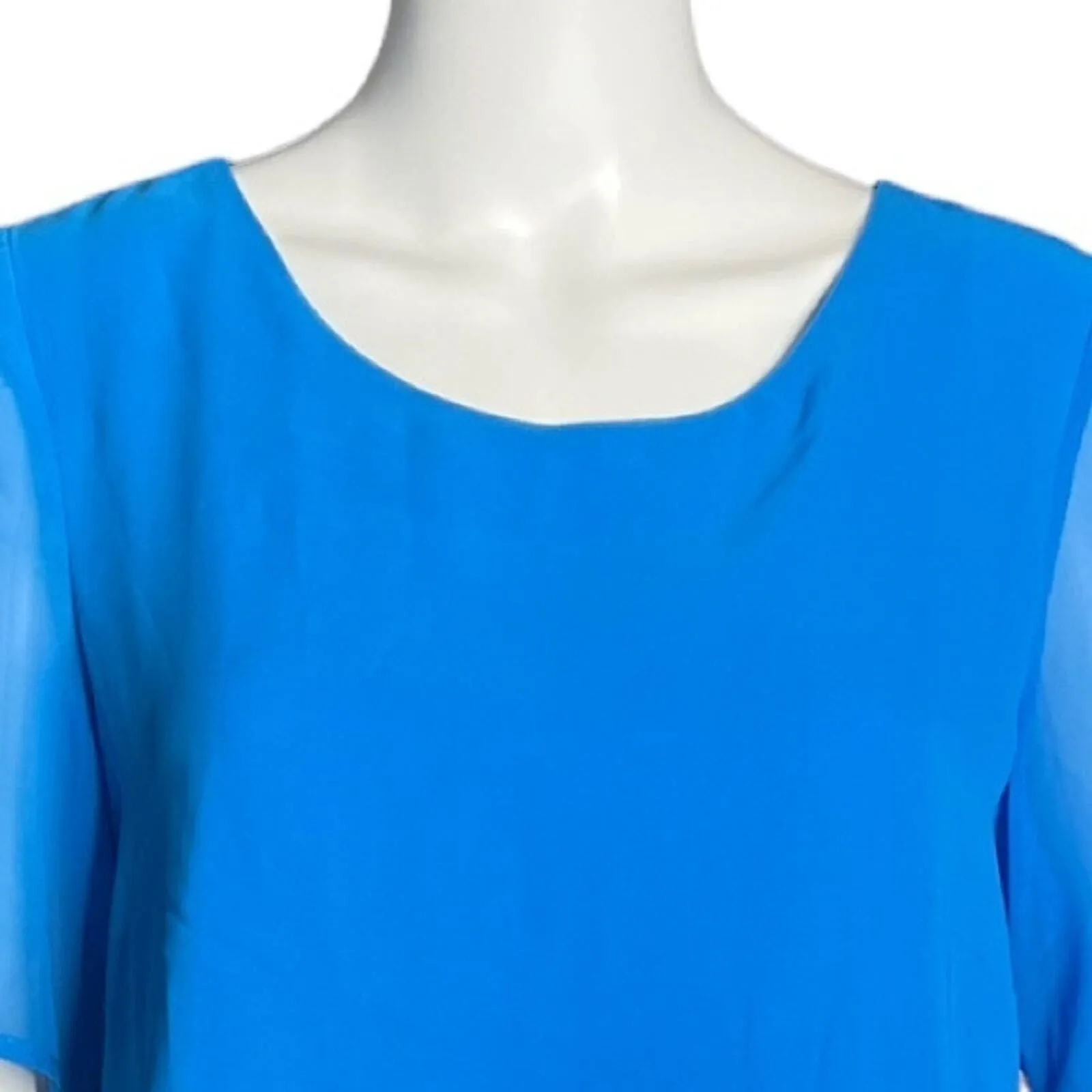 Sioni‎ Shirt Womens Medium Blue Tiered Blouse Layered Chiffon Office Casual - Image 4