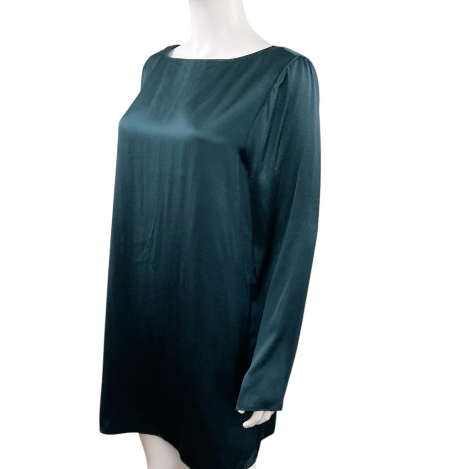 Madewell Satin Shift Mini Dress in Smokey Spruce Size Medium - Image 3