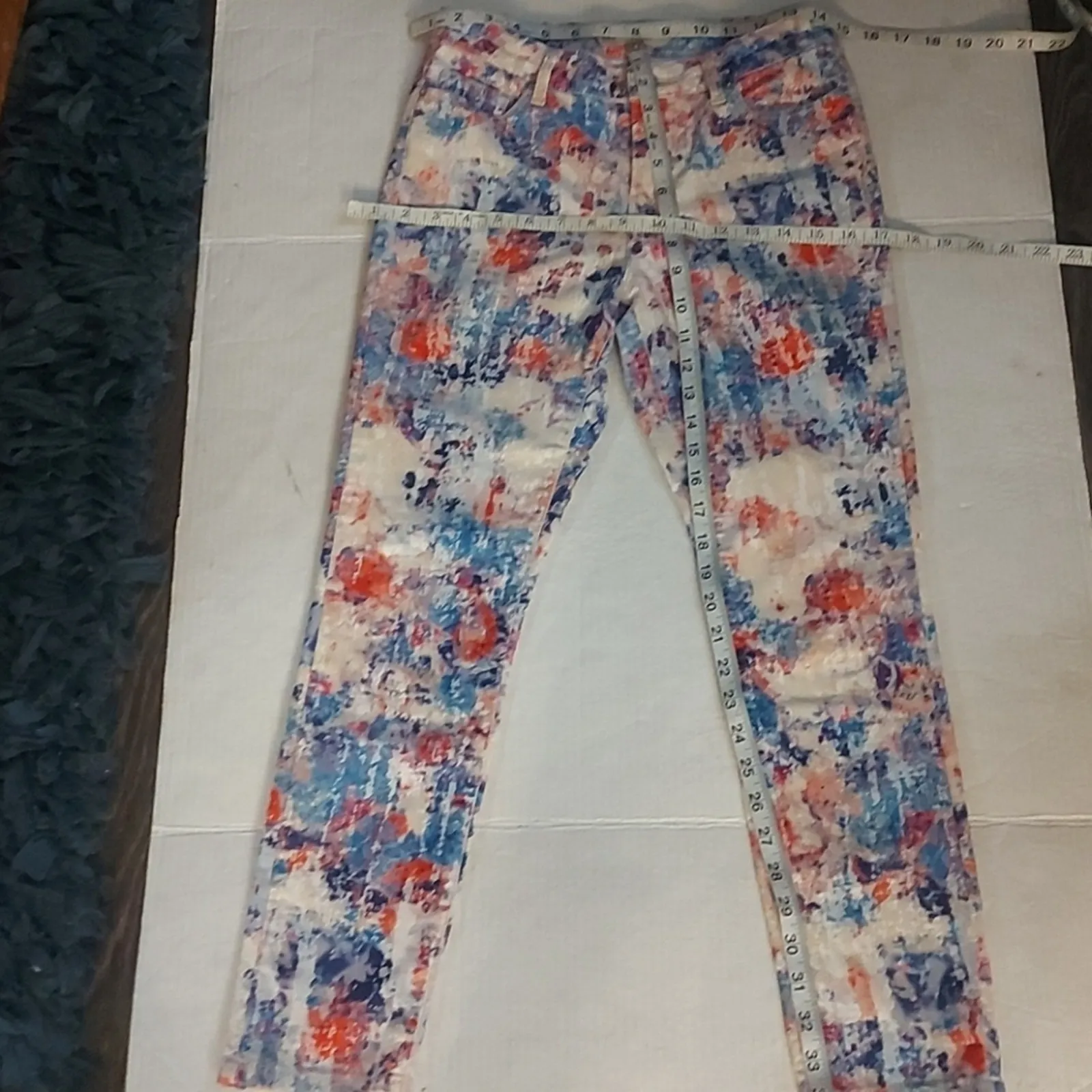 TOPSHOP Moto Leigh Skinny Velvet Floral Jean 26 Dopamine Fairycore Prints Boho - Image 5