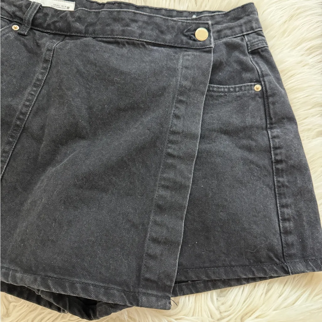 ZARA  Black Denim Wrap Skirt - Image 11