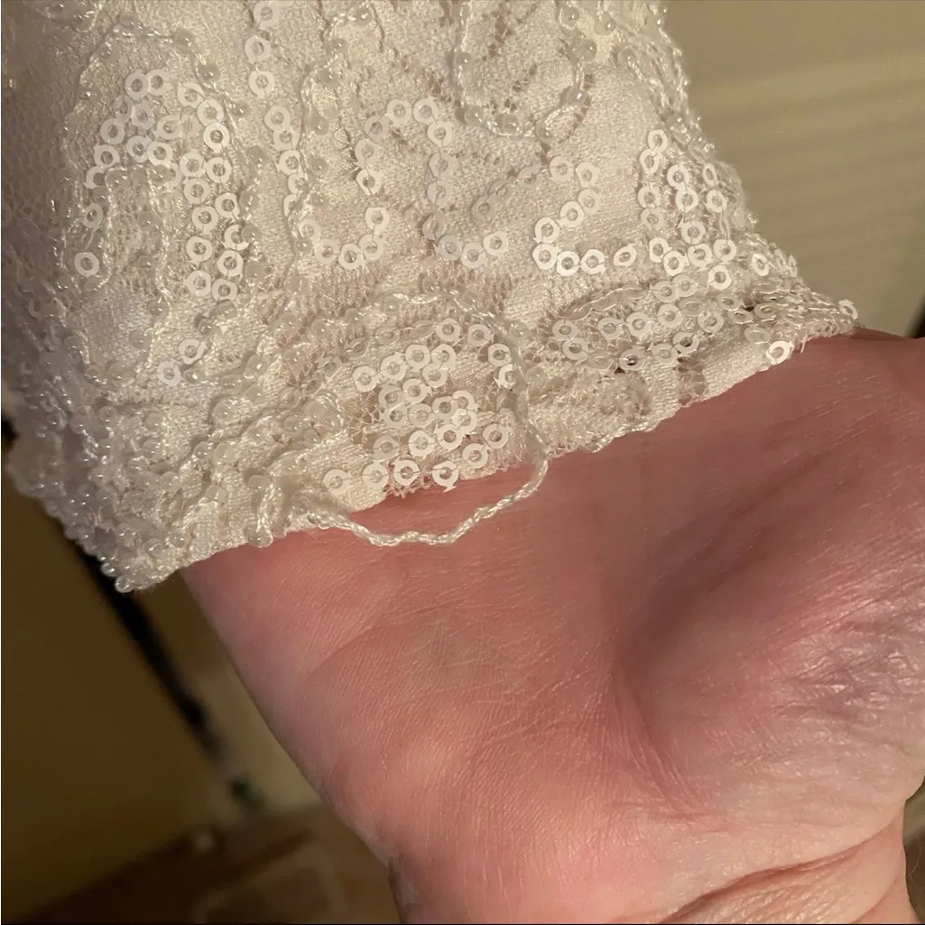 Carmen Marc Valvo Ivory Lace Sleeveless XL mini dress - Image 8