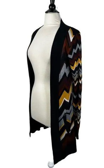 Missoni For Target Classic Chevron Striped Open Front Long Line Cardigan Sz XS Brown - Image 2