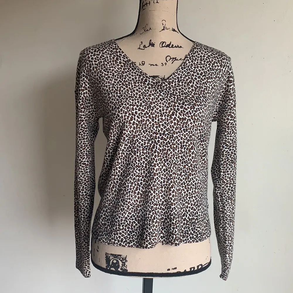 Banana Republic  Leopard Print V-neck Sweater - Image 2