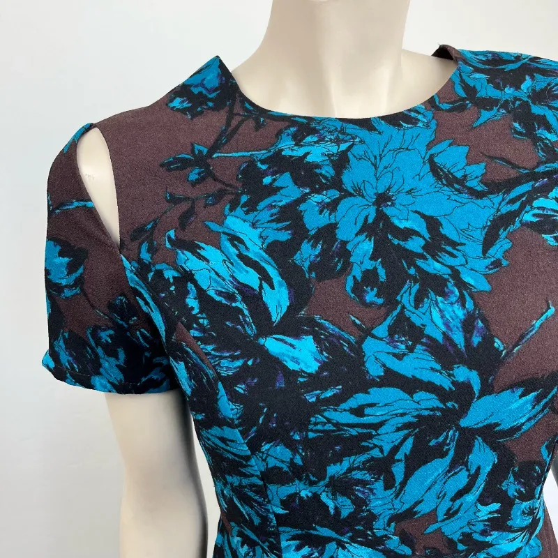 Who‎ What Wear Turquoise and Brown Floral Fit and Flare Dress - Image 5