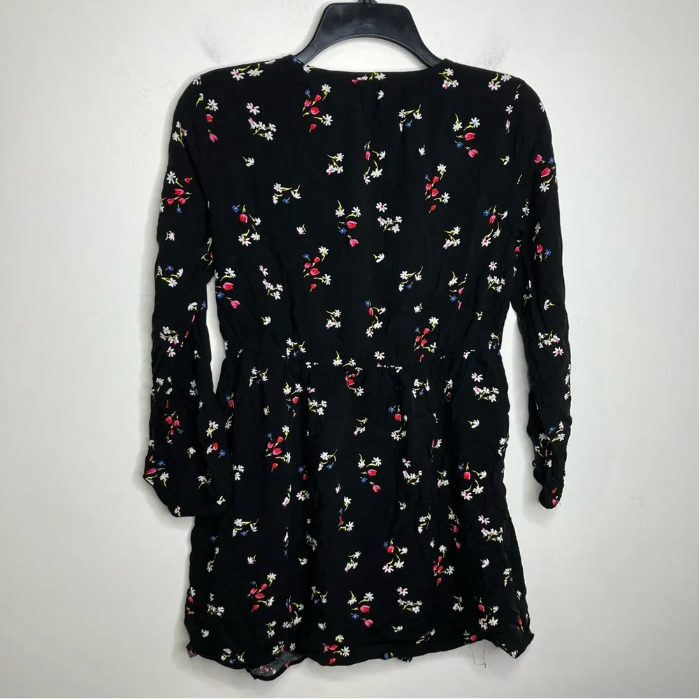 Loft black floral mini dress long sleeve women’s size XSP petite business‎ - Image 6
