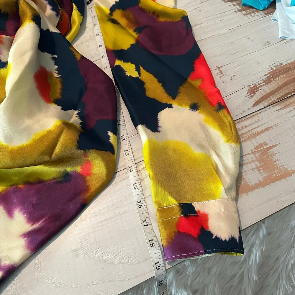 Sara Roka Elenat Silk Midi Dress Watercolor Abstract Floral Size IT 40 Small - Image 9