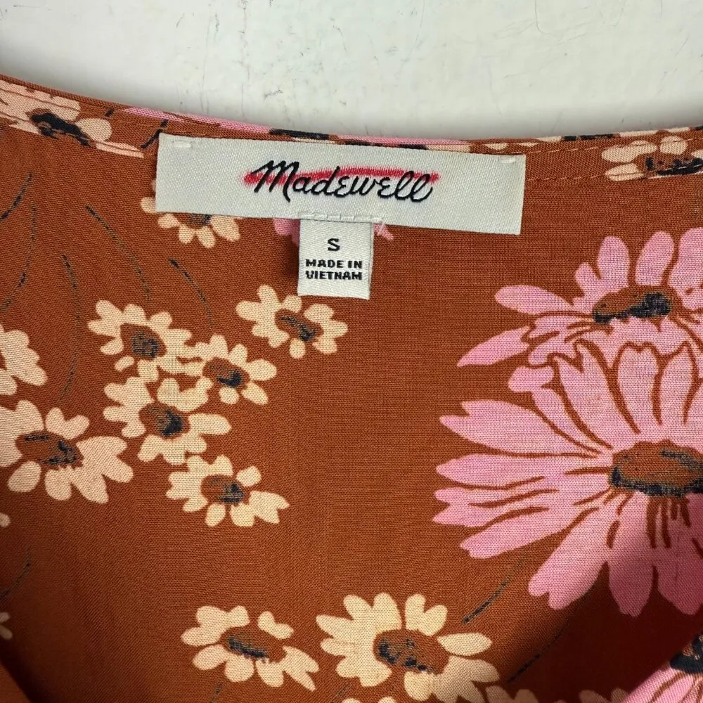 Madewell Novel Tie-Front Top in Hillside Daisies Burnt Clay Size Small S - Image 6