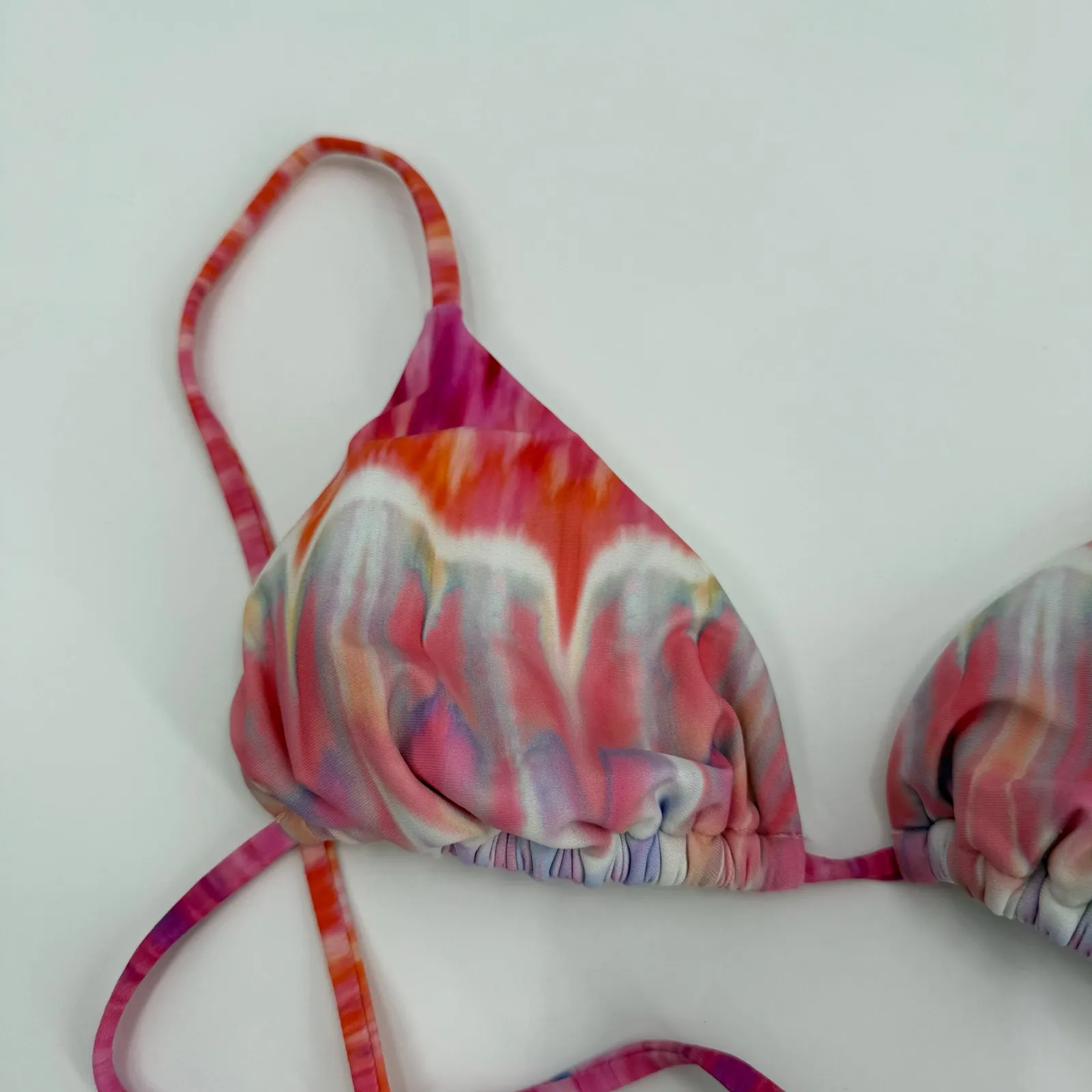 BASTA SURF Bikini Top Size Small NEW Triangle String Tie Dye Swim Beach NWOT Pink - Image 6