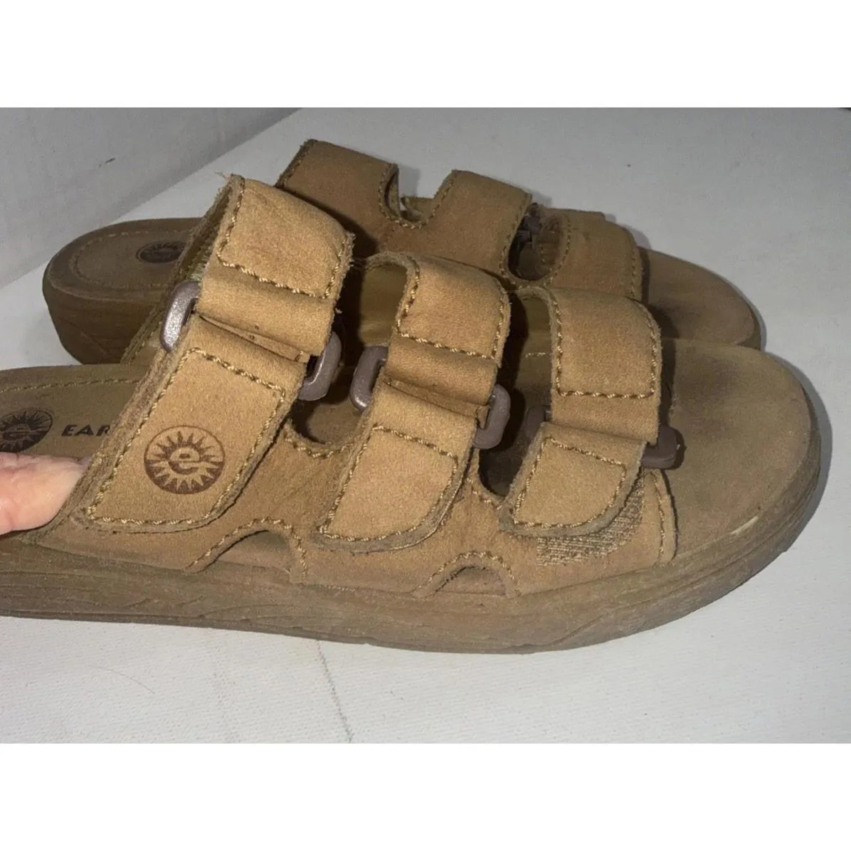 Earth Spirit Wedge Slide Slip On Leather Gorpcore Boho Hippie Nature Sandals 7.5 - Image 6