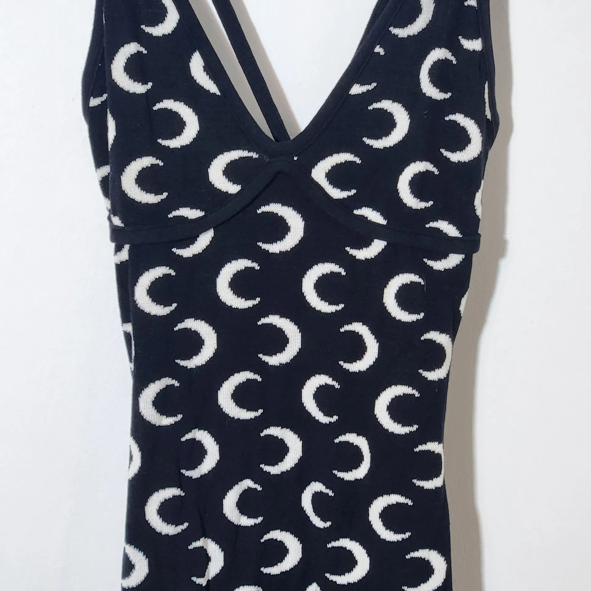 IMmodel Black and White Moon Print Jumpsuit NWT Sz Medium Knit Bodycon Jumpsuit - Image 2