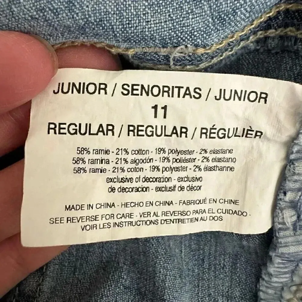 l.e.i. Ashley Lowrise Shorts Light Blue Juniors Denim Short Jeans Embroidered La Blue Size undefined - Image 6