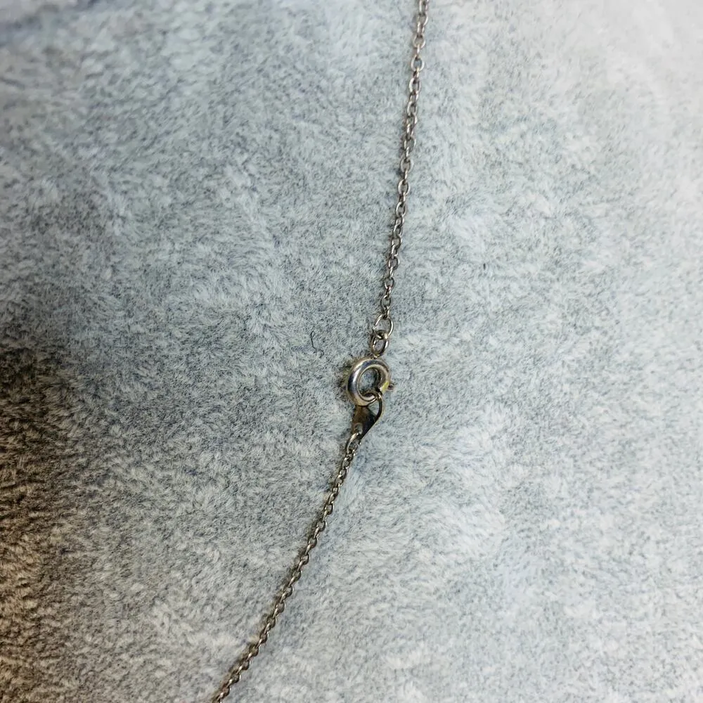 Silver Necklace Rhinestone Cross Loop Chain 18" - Image 4