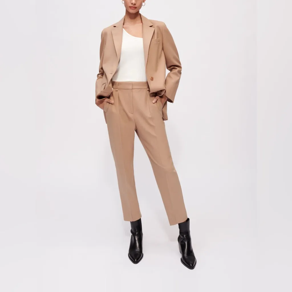 Maje Women’s Pleated Tailored Trouser Pants in Brown Size 40 (US L) - Image 3